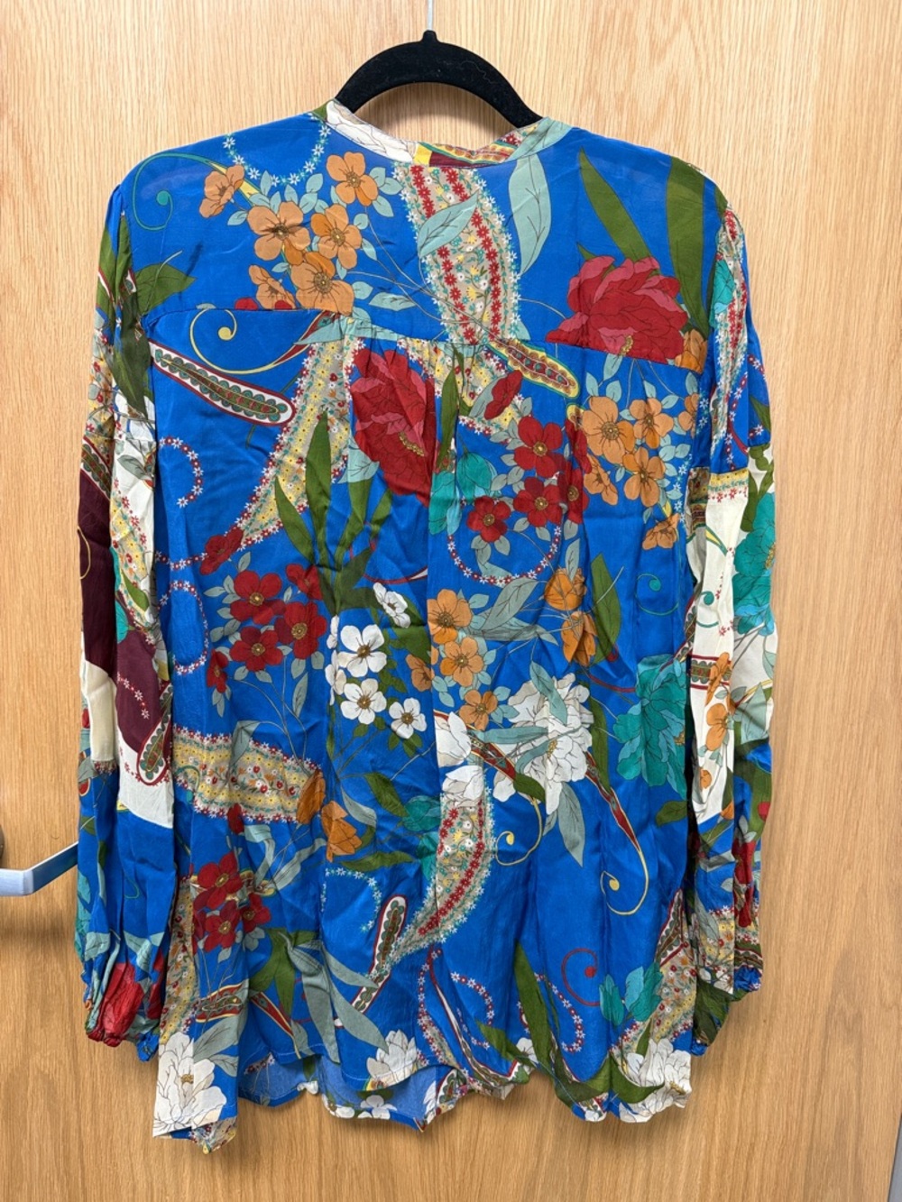 Johnny Was Blue Multi Floral Button-Down Blouse - Picture 5 of 5